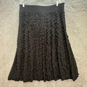 Peter Nygard Women's XL Black Ruffly Skirt Elastic‎ Waist Pull On Comfort Style